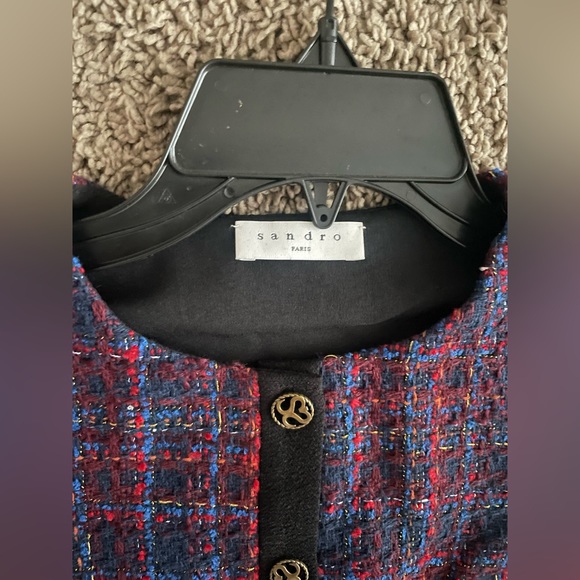 Sandro Red and Blue Tweed Mini Dress - Picture 2 of 7